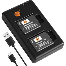 DSTE NP-BJ1 (700 mAh/3,7 V) akumuliatoriaus įkroviklis, suderinamas su Nikon EN-EL19, Coolpix S3300, S4100, S4150, S4200, S4300, S6400, Sony RX0, RX0 II (DSC-RX0M2) fotoaparatais, 2 vnt.
