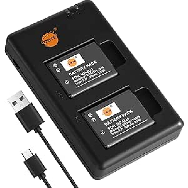 DSTE NP-BJ1 (700 mAh/3,7 V) akumuliatoriaus įkroviklis, suderinamas su Nikon EN-EL19, Coolpix S3300, S4100, S4150, S4200, S4300, S6400, Sony RX0, RX0 II (DSC-RX0M2) fotoaparatais, 2 vnt.
