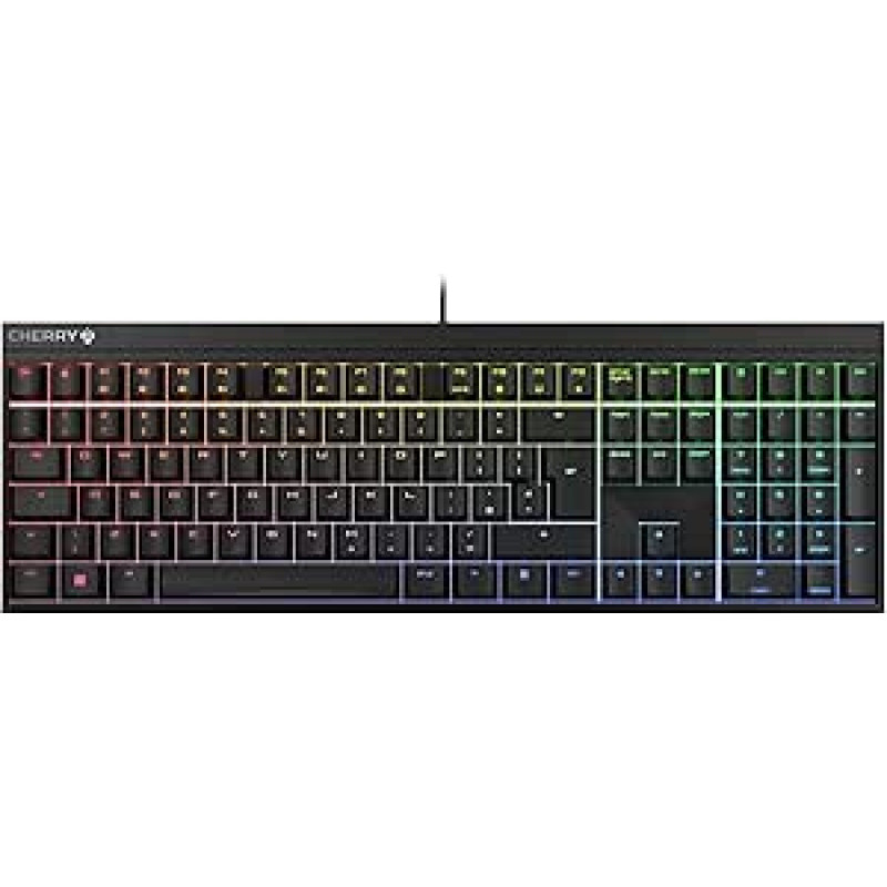 CHERRY MX 2.0S mechaninė žaidimų klaviatūra su RGB apšvietimu, UK išdėstymas (QWERTY), laidinė, sukurta Vokietijoje, MX RED jungikliai, juoda