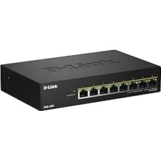 D-Link DMS-108P 8 prievadų daugiagigabitinis nevaldomas PoE komutatorius - 2,5GbE, 230 W galios biudžetas, 802.3af/at/bt, be ventiliatoriaus, 