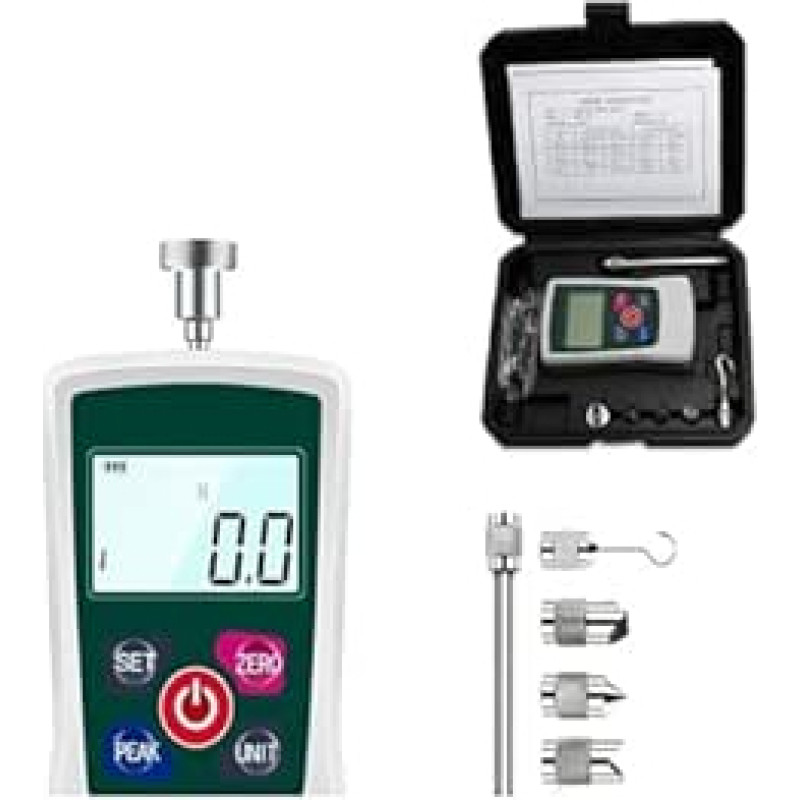Dinamometras, 5-500N Digitales Push-Pull-Kraftmessgerät Tragbares Dynamometermessgerät Hochpräzises Zugdruckmessgerät Tragbarer Zugtester(50N)