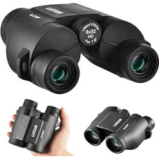 LUXUN 8 x 32 maži žiūronai Suaugusiųjų kompaktiški medžiokliniai žiūronai Dideli okuliarai Ultrasharp mini žiūronai paukščiams stebėti, juodi
