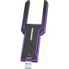 COMFAST WiFi 6 USB 3.0 WLAN Stick WiFi adapteris 5400 Mbit/s belaidis USB adapteris su trijuose dažniuose su dviem didelio stiprumo antenomis, OFDMA ir MU-MIMO, WPA3, nereikia tvarkyklių, suderinamas su 