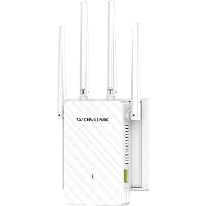 WLAN stiprintuvas, 1200 Mbit/s dviejų dažnių WLAN kartotuvas su 4 antenomis, 1 LAN/WAN prievadas, WPS | MU-MIMO technologija, kartotuvo/maršrutizatoriaus/AP režimas, signalo šviesos diodai - namams ir biurui