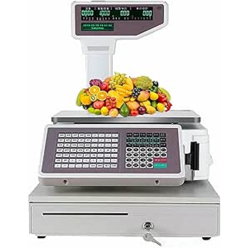 Komercinės etikečių spausdinimo svarstyklės, skaitmeninės svorio ir kainų svarstyklės, skaičiavimo svarstyklės su dvipusiu ekranu