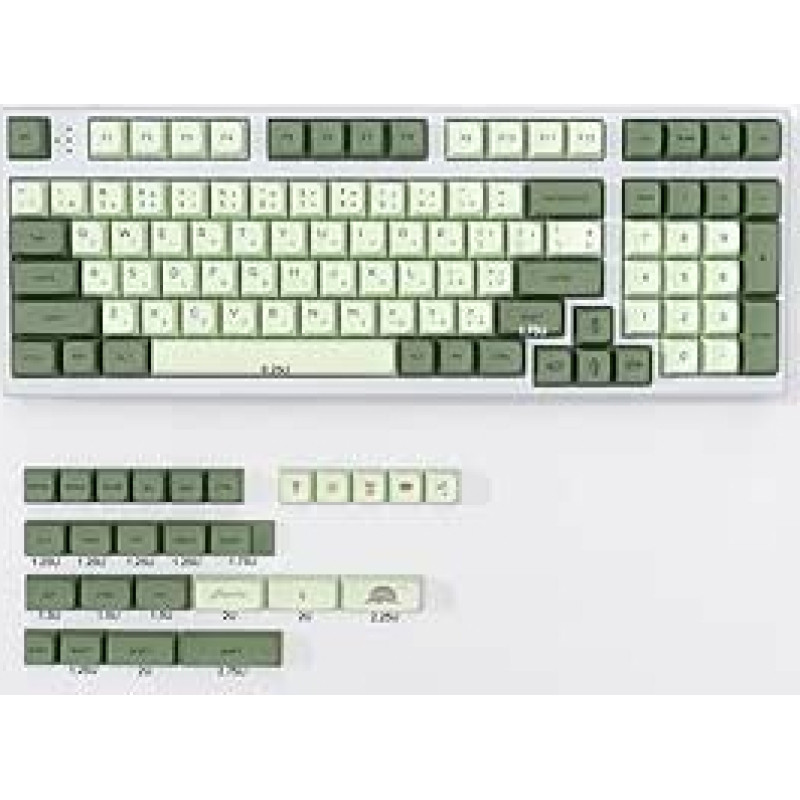 mintcaps Matcha Green PBT japoniškų klavišų dangtelių rinkinys, 126 klavišai, XDA profilis, mielieji dangteliai, Custom Dye Sublimation klavišų dangteliai Cherry Gateron MX jungikliams, mechaninėms klaviatūroms