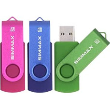 USB Sticks Pack of 3 64GB USB Flash Drive Rotate Metal USB 2.0 Memory Stick (64GB Pink Blue Green)