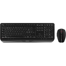 CHERRY GENTIX DESKTOP belaidis klaviatūros ir pelės rinkinys, šveicariškas išdėstymas (QWERTZ), 2,4 GHz radijo ryšys, integruota riešo atrama, simetrinė pelė, juoda