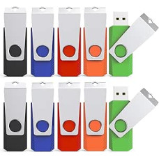KEXIN USB atmintinė 64 GB, 10 USB 2.0 atmintinių rinkinys, spalvotas metalinis korpusas, besisukantis dizainas - raktų pakabukas, tinkamas USB atmintinėms, skirtoms kompiuteriui, automobiliui, televizoriui