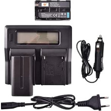 DSTE® 2 pakuotės atsarginė baterija NP-F550 + LCD dvigubas įkroviklis, suderinama su 