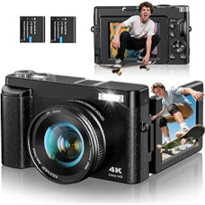 4K skaitmeninis fotoaparatas fotografijai ir vaizdo įrašams su 32 GB kortelės baterijos įkrovikliu, 3