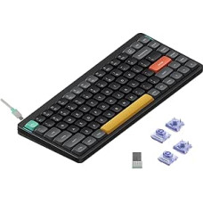 nuphy Air75 V2 Wireless Mechanical Keyboard, 84 Keys RGB Hot-Swap Keyboard, Supports Bluetooth 5.1, 2.4G and Wired Connection C for PC/Laptop/Windows/Mac-Black Gateron Wisteria Switch