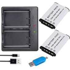 CITYORK NP-BX1 atsarginė baterija (2 vnt.) + dvigubas LCD įkroviklis, skirtas 