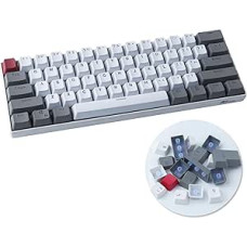 Sunzit 61 vnt. PBT mechaninių apšviestų klavišų dangtelių pilkos baltos spalvos vyšninio profilio klavišų dangteliai, skirti RK61 GH60 ALT61 Annie klaviatūros pokeriui