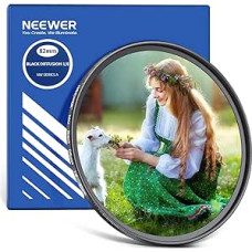 NEEWER 82 mm juodas difuzinis 1/8 filtras, minkštas, svajingas kino efekto filtras, itin plonas, atsparus vandeniui ir įbrėžimams optinis stiklas, kelios nanodangos, skirtas vaizdo įrašams, tinklaraščiams ir portretinėms nuotraukoms