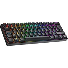 Ranked N60 Nova mechaninė 60 procentų klaviatūra | Hotswap žaidimų klaviatūra | 62 programuojami klavišai su RGB apšvietimu | PC/Mac žaidėjams | ISO UK išdėstymas (juoda, Gateron Pro Yellow)