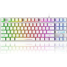 K16 Wired Gaming Keyboard 87 Keys Mechanical Feel Rainbow LED Backlit Waterproof Ergonomic 16 Keys Anti-Ghosting Keyboard Compatible with PC Office Gaming