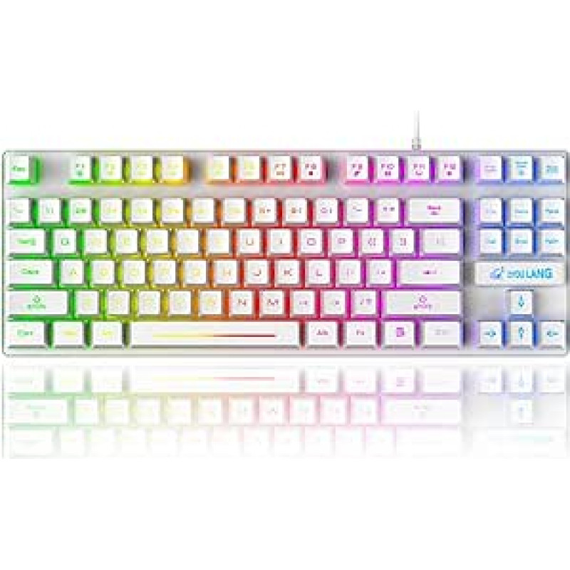 K16 laidinė žaidimų klaviatūra 87 klavišų mechaninis jausmas Vaivorykštės LED apšvietimas Vandeniui atspari ergonomiška 16 klavišų Anti-Ghosting klaviatūra, suderinama su kompiuterio biuro žaidimais
