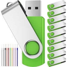 FEBNISCTE USB atmintinės 8 GB, 10 vnt., 8 GB atmintinė, sulankstoma su pasukamuoju 