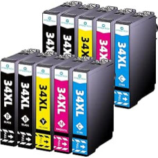 34XL suderinamos Epson 34XL 34 XL rašalo kasetės, suderinamos su Epson Workforce Pro WF-3720 WF-3725 WF-3720dWF WF-3725DWF 10 vnt.