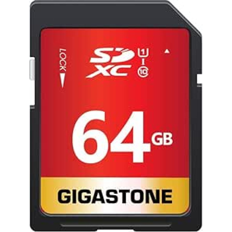 Gigastone 64GB SDXC UHS-I U1 10 klasės atminties kortelė iki 80MB/s, skirta 