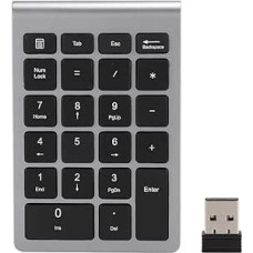 Goshyda Wireless Number Pads, 22 Keys Portable USB 2.4G Bluetooth Number Keyboard with Receiver, Financial Accounting Keyboard for Laptop, PC, Notebook (Iron Grey)
