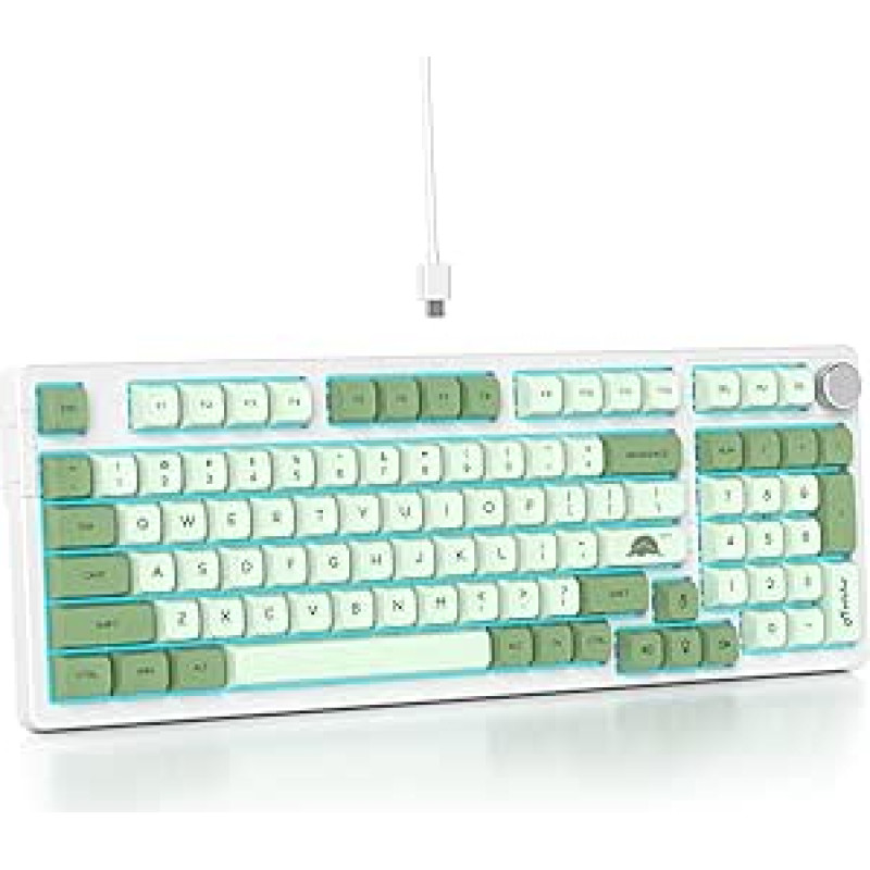 96 % kreminė mechaninė žaidimų klaviatūra su skaitmenine klaviatūra, RGB mechaninė, keičiama karštuoju būdu, laidinė, amerikietiška QWERTY, skirta žaidėjams biure, 98 Matcha