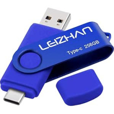 leizhan USB Stick Type C Memory Stick 256GB Flash Drive OTG (On The Go) 2-in-1 USB C Memory Stick for Type-C Smart Phone and MacBook (256GB, Blue)