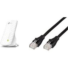 TP-Link RE200 WLAN Repeater (750 Mbit/s, Dual WLAN AC+N, WLAN Amplifier, LAN Port, App Control, Compatible with All WLAN Devices) & Amazon Basics Ethernet Network Cable, RJ45, Cat6
