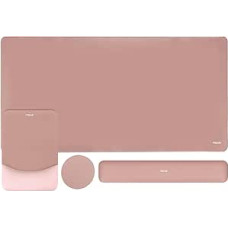 MOSISO Klaviatūros kilimėlių pelėms rinkinys, didelis kilimėlis pelėms ir stačiakampė klaviatūros riešo atrama su riešo atrama ir padėkliuku, ergonomiškas neslystantis kilimėlis pelėms ir spausdinimo kilimėlis su išlenktomis putomis, lašišų rožinės spalvo