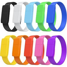 FEBNISCTE 32 GB USB atmintinė su apyranke, 10 USB atmintinių, įvairiaspalvės USB 2.0 USB atmintinės, 32 GB, nešiojamos, nebrangios atmintinės, pakabukai, spalvingos atmintinės vaikų gynimo dienai
