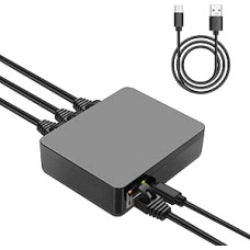 GINTOOYUN RJ45 Ethernet Splitter 1 to 3 Out 1000Mbps Gigabit Switch Network with USB Splitter Internet Distributor for Cat5/5e/6/7/8 Cable (3 Computers at the Same Time)