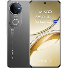 vivo V50 5G Smartphone 12GB RAM 512GB ROM, 120Hz 6.77 Inch AMOLED, Professional 50+50 MP ZEISS Cameras, 4K Video, 5260 mAh Battery, Snapdragon 7 Gen 3, IP69, Dual SIM, NFC, Android 15, Black
