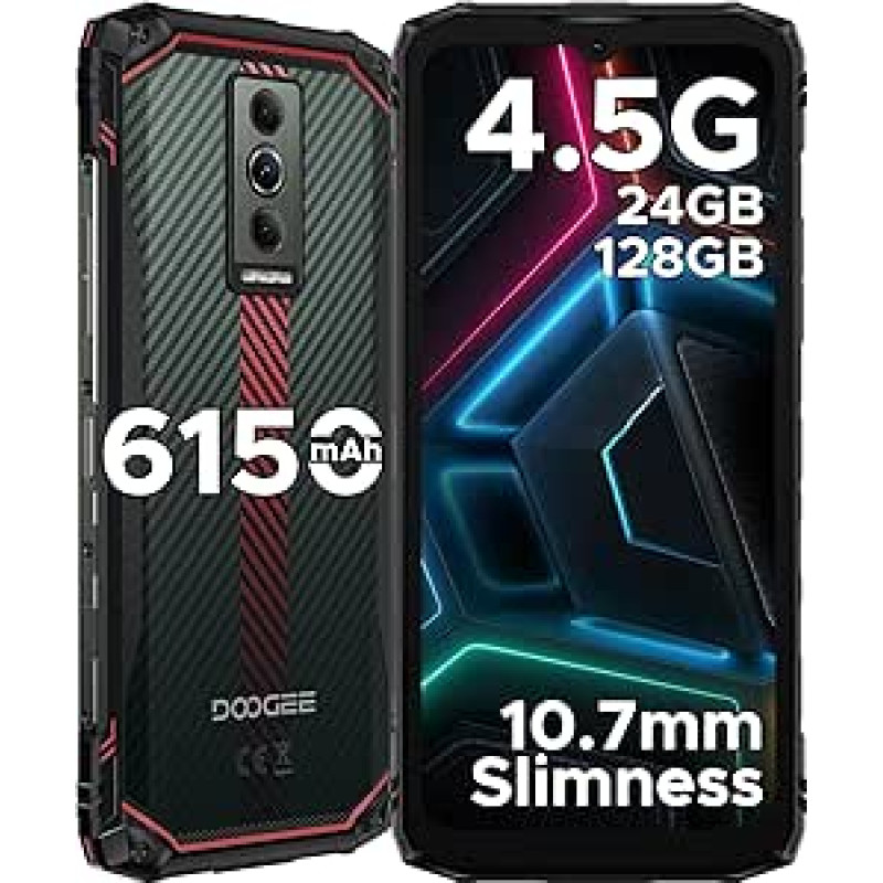 DOOGEE Blade 10 Energy Lauko mobilusis telefonas be sutarties, 24GB RAM/128GB ROM (2TB) 6150mAh baterija, 10,7 mm itin plonas 
