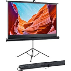 Pyle Projector Screen 60 Inch with Tripod - Foldable Projector Screen Portable with Bag, Extendable with Black Frame for Indoor/Outdoor, Home Cinema, School, Office & Presentation