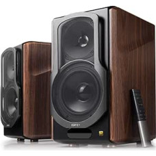 Edifier S2000MKIII 2.0 Active Bluetooth Bookshelf Speaker, Near Field Active Triple Amplifier, 130 Watt Studio Monitor Speaker for Audiophiles with Wireless Line-in and Optical Input, Wood