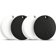 2025 Key Tracker (iOS ir Android) Smart Tag Key Finder for Bags Suitcase Works with Apple Find My (Apple MFi Certified) & Google Find My Device - Pack of 4 (Black and White)