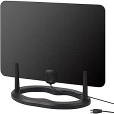 August DTA455 DVB-T/DVB-T2 HD antena 1080p skaitmeninės televizijos antena 5 dBi stipresnė vidinė antena Didelio nuotolio stovas / lipnus padas 3 m kabelis, skirtas televizoriui ir visiems DVB-T2 įrenginiams viduje lauke