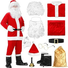 Kalėdų Senelio kostiumas Vyrų kalėdinis kostiumas su barzdos skrybėle Kalėdų Cosplay