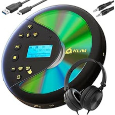 KLIM Discover su ausinėmis - nešiojamasis CD grotuvas su ilgai veikiančia baterija - suderinamas MP3 CD grotuvas - SD kortelė, FM siųstuvas, 