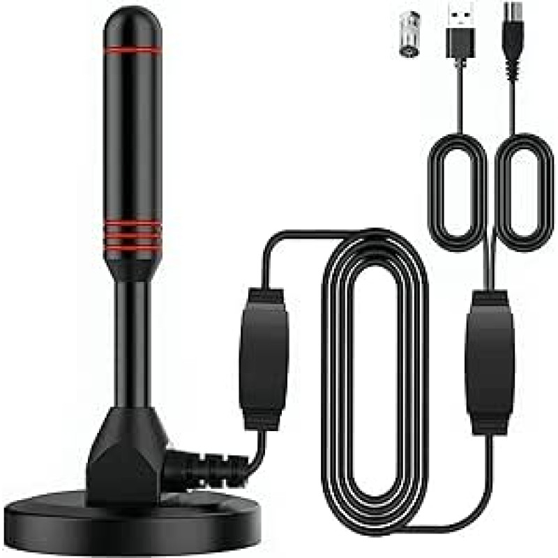 Skaitmeninės televizijos antena 4K 1080P Vidinė HDTV antena su magnetiniu pagrindu 16,4 pėdos namams ir kelionėms