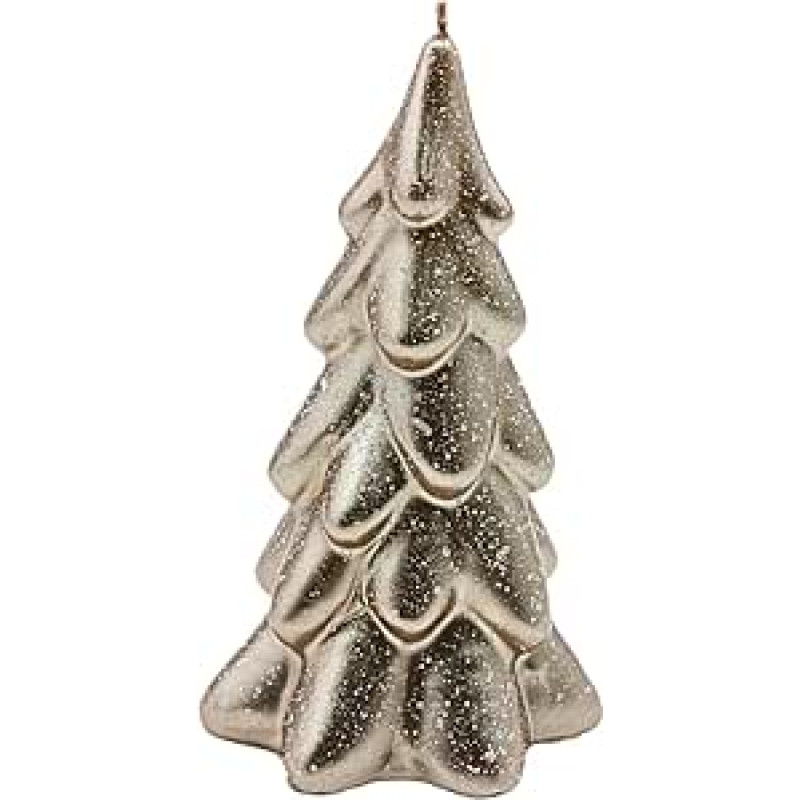 Dekohelden24 Aukštos kokybės žvakė kaip Kalėdų eglutė, kalėdinė žvakė, figūrinė žvakė kaip Kalėdų eglutė, Kalėdų eglutės žvakė kapučino spalvos su blizgučiais, rankų darbo, dydis: aukštis x skersmuo apie 15