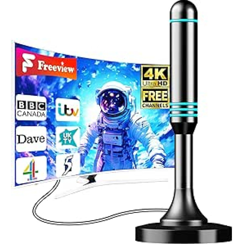 TV antena viduje - Skaitmeninė žiemos antena su magnetu ir 360° signalo jungtimi Smart TV Unterstützt 8K 4K 1080P - Universelle Kompatibilität - 5m Koaxialkabel