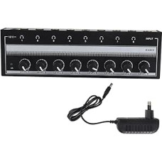 CHICIRIS Headphone Amplifier, Metal Mini Headphone Amplifier 8 Channel Portable Stereo Headphone Amplifier 100 to 240 V