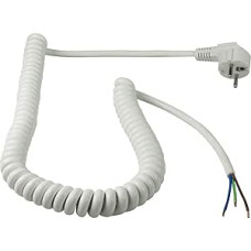 as - Schwabe 70423 Spiral Connection Cable, 1 m to 2.5 m Expandable Spiral Cable with Earthing Contact Wrap Plug, 230 V, 16 A Extension Cable, IP20, White