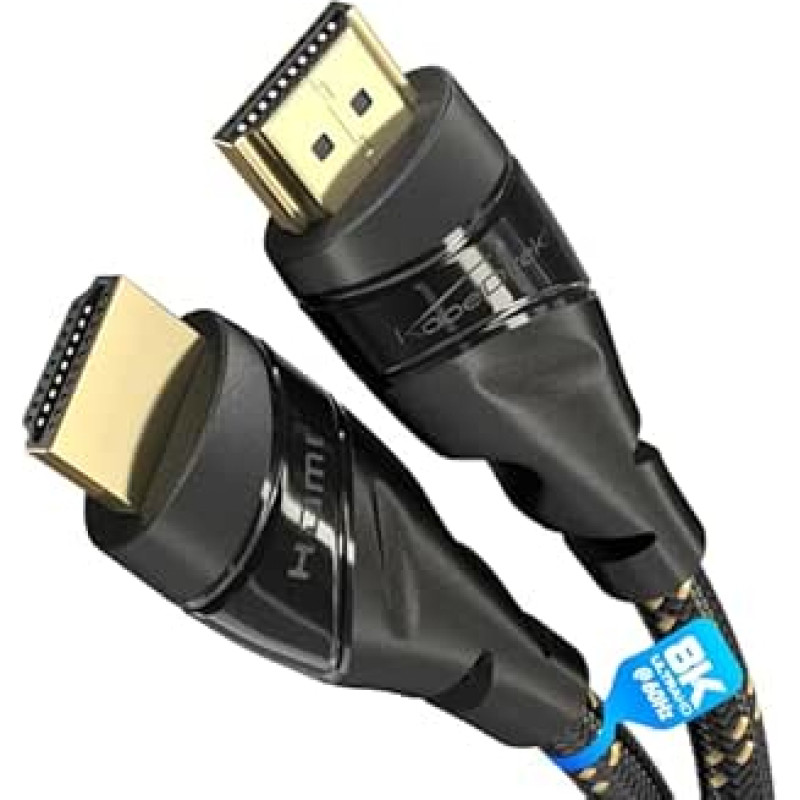 KabelDirekt 4K HDMI kabelis - 12,5 m - 4K@60Hz (ypač varinis iki 18 Gb/s ir Ultra HD/4K, nailoninis apvalkalas, HDMI 2.0, didelės spartos su eternetu, Blu-ray/PS5/Xbox Series X/Switch, juodas)