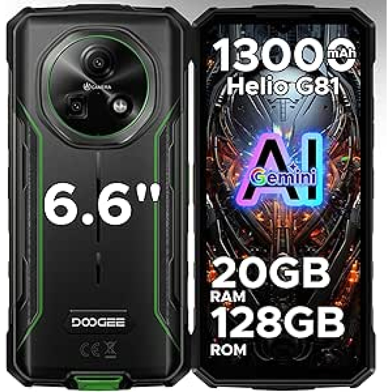 DOOGEE Fire 5 Pro Tvirtas išmanusis telefonas, 20GB+128GB, 13000mAh, 