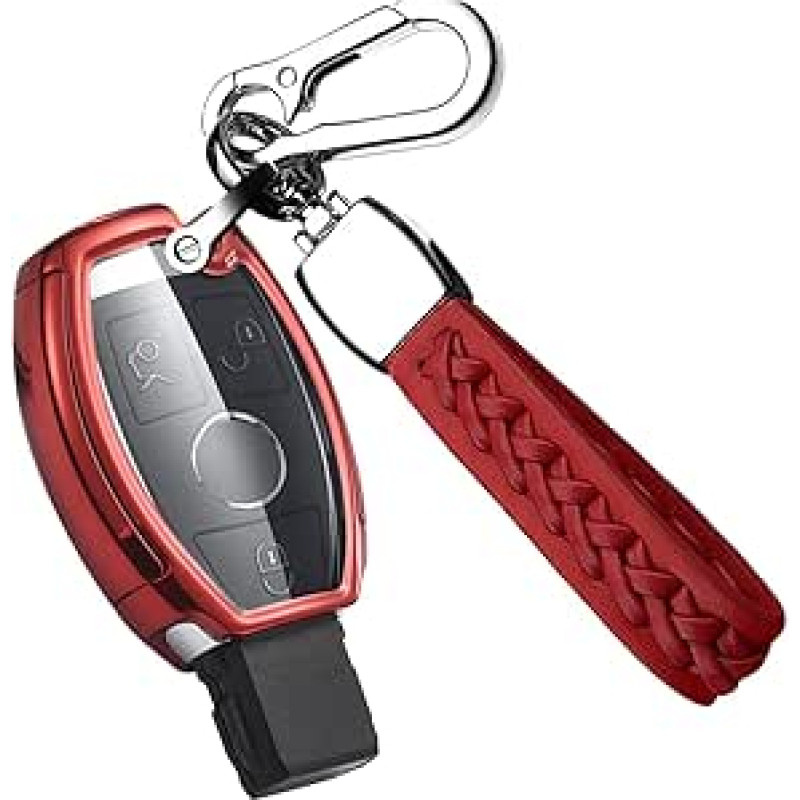ontto Automobilio rakto dėklas Mercedes A B C E S klasės CLK ML W164 W245 A209 W204 W212 Priedai Nuotolinio valdymo pulto dangtelis TPU rakto dėklas Rakto dėklas Rakto apsaugos dėklas 2/3 mygtukai Raudona