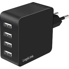 LogiLink PA0336 USB Charge/Socket Adapter, 4 x USB-A, 24 W, with 5-Way Device Protection