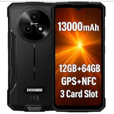 DOOGEE Fire 5 Outdoor Mobile Phone, 13000 mAh, 12GB RAM + 64GB ROM, 6.6 Inch HD+ 90Hz, 13MP AI Camera, IP68/IP69K, Android 15, Octa-Core, Dual SIM, NFC, Smartphone Robust Waterproof, for Construction